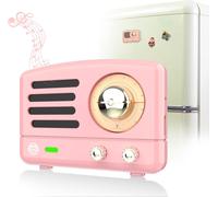 WQD-Sticker Mini Enceinte Bluetooth Magnétique, Haut Parleur Bluetooth Portable, Petite Speaker Vintage avec Bluetooth 5.3 et Câble USB-C, Enceinte de Salon Salle de Bain, Cadeau Femme Fille