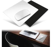 WQD-Tapis de Souris en métal [ 18cm x 23cm x 0,25 cm ] - Surface Lisse & Base en Cuir synthétique antidérapante - pour Apple Magic Mouse, etc. - Argent