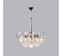 WQHPLMD 12/20 Clear Glass Bubble Chandelier Lighting Dining Room Mid Century Pendant Light Cluster Globe LED Hanging Ceiling Lamp for Living Room Bedroom, Black Gold, White Chrome