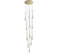 WQHPLMD 12 Light Long Crystal Chandeliers for High Ceilings Foyer Staircase Entryway Crystal Bubbles Raindrop Chandelier Linear Rose Gold Glass LED Hanging Pendant Light for Living Room Dining Roo
