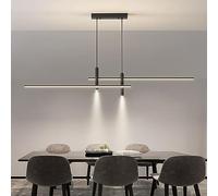 WQHPLMD 2 Light Kitchen Island Linear LED Pendant Light Gold LED Dimming Chandelier Industrial Black Long Strip Hanging Lamp with Beam Light Fixture for Farmhouse Sink Dining Room Living Room