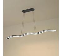 WQHPLMD 31,4 Pouces de Long linéaire LED Suspension Cuisine 36W dimmable télécommande Or linéaire Salle à Manger Blanc Noir Vague contemporaine Plafond Suspension Lampe pour Salon Restaurant