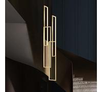 WQHPLMD 4-Light Dimmable LED Linear Chandelier for Foyer Entryway High Ceiling with Remote 140W/168W Black Gold Slender Tube Long Ceiling Pendant Lamp for Spiral Staircase Hotel