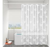 WQHPLMD 48x72 Shower Curtain, Bathroom Shower Curtain with Hooks Semi-Transparent with Floral Pattern, 120x180cm