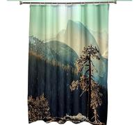 WQHPLMD 60x72 Shower Curtains for Bathroom, Polyester Bathtub Shower Curtain with Hooks Nature Theme Mountain and Trees, 150x180cm