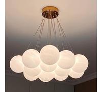 WQHPLMD 7/13 Nordic Milk White Globe Dining Room Chandelier White Frosted Glass Ceiling Pendant Light Gold Bubble Mid Century Hanging Chandelier for Farmhouse Bedroom Living Room Foyer