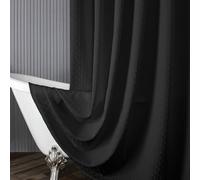 WQHPLMD 72x72 Curtains for Bathroom, Polyester Bathtub Shower Curtain with Hooks Solid Black Textured, 180x180cm