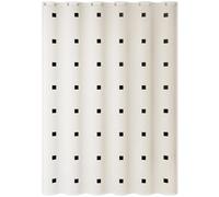 WQHPLMD 72x78 Curtain Grommets, Polyester Bathroom Shower Curtains with Hooks Black Square Pattern, 180x200cm