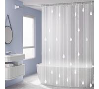 WQHPLMD 72x78 Peva Hooks Transparent with Teardrop Pattern, 180x200cm Bathroom Shower Curtain for Hotel