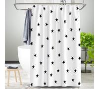 WQHPLMD 78x78 Shower Curtain, Polyester Bathroom Shower Curtains with Hooks Black Stars Pattern, 200x200cm