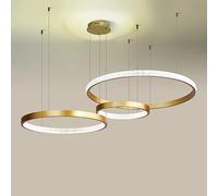 WQHPLMD à Anneau LED doré, Rond à 3 Cercles pour Salon, Grande Lampe Suspendue Moderne en Cristal Acrylique, Lampe à Suspension de Plafond pour Cuisine, Hall d'entrée, Cuisine, hôtel, Bureau