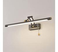 WQHPLMD Adjustable American LED Vanity Mirror with Pull Chain and Arm Light Pole - High-Transmittance Acrylic Lampshade