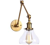 WQHPLMD Adjustable Swing Arm Gold Iron and Glass Sconce for Kitchen Island and Dining Room Lighting