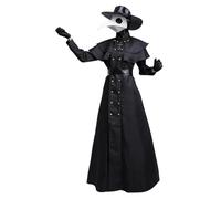 WQHPLMD Adult Plague Doctor Costume for Punk Creepy Includes Hat,Mask,Gloves,Dress,Belt Hood Halloween Costumes for Cosplay,Dress Up,Film Prop