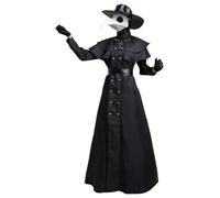 WQHPLMD Adult Plague Doctor Costume for Punk Creepy Includes Hat,Mask,Gloves,Dress,Belt Hood Halloween Costumes for Cosplay,Dress Up,Film Prop