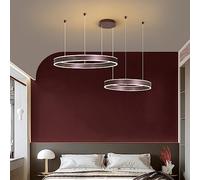 WQHPLMD Antique Bronze Round Chandelier 3 Ring Circular LED Ceiling Pendant Lamp Minimalism 3200K Warm White Up Down Large Hanging Lighting for Living Room Bedroom Kitchen Hotel Foyer Office