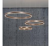WQHPLMD Antique Bronze Round Chandelier 3 Ring Circular LED Ceiling Pendant Lamp Minimalism 3200K Warm White Up Down Large Hanging Lighting for Living Room Bedroom Kitchen Hotel Foyer Office