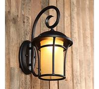 WQHPLMD Antique IP42 Waterproof Die-cast E27 Outdoor Yellow Glass Wall Lamp for Dining Room and Living Room