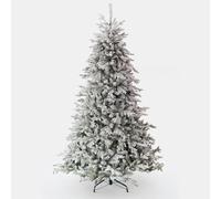 WQHPLMD Arbre de Noël floqué pré-éclairé avec Embouts Mixtes PE PVC, Support en métal Pliable, Arbre de Noël Artificiel à charnière pour Magasin de Bureau à Domicile, décoration de Vacances, 2,1 m