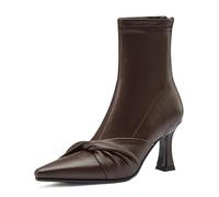 WQHPLMD Autumn and Winter Boots Pointed Toe Stretch Skinny Boots Block Heel Back Zip Closure Suitable for Daily Outdoor Travel and Leisure