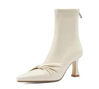 WQHPLMD Autumn and Winter Boots Pointed Toe Stretch Skinny Boots Block Heel Back Zip Closure Suitable for Daily Outdoor Travel and Leisure