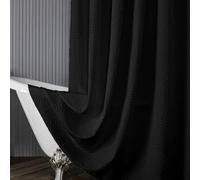 WQHPLMD Bath Curtain 36x72, Polyester Hotel Shower Curtains for Bathroom with Hooks Solid Black Textured, 90x180cm