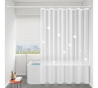 WQHPLMD Bath Shower Curtain 96x78, Shower Curtain for Bathroom with Hooks Semi-Transparent with Stars Pattern, 240x200cm