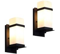 WQHPLMD Black Art Deco Wall Light - Outdoor Diecast Aluminum with Beveled Glass IP23