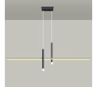 WQHPLMD Black Industrial Linear Kitchen Pendant Light Over Island Sink LED Dimmable Chandelier with Beam Spot Light Contemporary White Ceiling Hanging Lamp for Dining Room Living Room Office