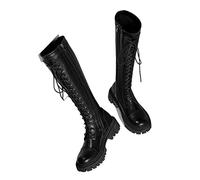 WQHPLMD Bottes Chevalier à tête Ronde pour Femme, Chaussures d'hiver Chaudes à Talon Moyen, Belles Bottes au Dessus du Genou