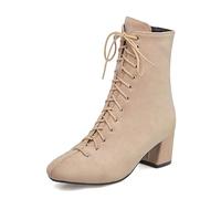 WQHPLMD Bottes Hautes féminines Round Toe Both Boots Both Theel Lace Up Both Boots adaptés aux Voyages en Plein air en Automne en Hiver