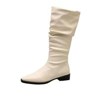 WQHPLMD Bottes pour Femmes Pointues Points Bottes plissées du Mollet de moelle