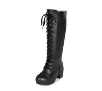 WQHPLMD Bottes pour Femmes Round Pump Pump Mid Calf Boots Retro Cross Strap Bloc Block Adapt to Daily Leisure Outdoor Sports