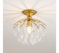 WQHPLMD Chandelier Flush Mount Ceiling Light Fitting Crystal LED Lighting Compatible with Hallway Bedroom Living Room Bathroom Kitchen(Gold)
