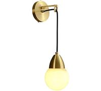 WQHPLMD Classic Natural Marble Brass Wall Light for Bedroom and Living Room Decor - Adjustable Hanging Wire