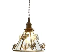 WQHPLMD Copper Chandelier Glass Pendant Lights - 7.88in, 1-Light E27 Ceiling Lamp with