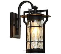 WQHPLMD Cozy Outdoor Wall Light with Wrought Iron and Glass Lamp Mount for Security & Decoration