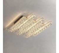 WQHPLMD Crystal Bedroom Light Close to Ceiling Chrome Dimmable LED Ceiling Light Luxury Contemporary Long Linear Semi Flush Mount Ceiling Light for Living Room Dining Room Bedroom Kitchen
