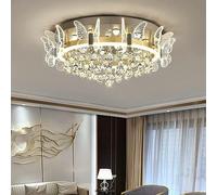 WQHPLMD Crystal Flush Mount Ceiling Light LED Dimmable Lighting Decoration Home Mid Century Black Gold Ceiling Light for Dining Room Butterfly Lamp for Living Room Kitchen Island Girl Bedroom