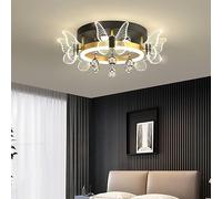 WQHPLMD Crystal Flush Mount Ceiling Light LED Dimmable Lighting Decoration Home Mid Century Black Gold Ceiling Light for Dining Room Butterfly Lamp for Living Room Kitchen Island Girl Bedroom