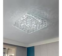 WQHPLMD Crystal LED Flush Decoration Home Mount Ceiling Light Fixture 16 inch for Kitchen Ceiling Lamp Chrome Square Flat Dimmable Hallway Light Fixture for Bedroom Dining Room Hotels