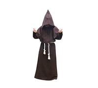 WQHPLMD Dark Green Halloween Cosplay Costume Medieval Monk Robe, Priest Clothing for Adults Dark Green