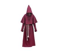 WQHPLMD Dark Green Halloween Cosplay Costume Medieval Monk Robe, Priest Clothing for Adults Dark Green
