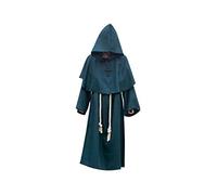 WQHPLMD Dark Green Halloween Cosplay Costume Medieval Monk Robe, Priest Clothing for Adults Dark Green