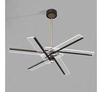 WQHPLMD Dimmable LED Sputnik Chandelier Mid Century Ceiling Pendant Light Fixture Black Gold Long Linear Hanging Lamp for Dining Room Living Room Bedroom Kitchen Island Foyer