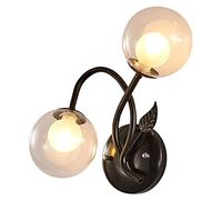 WQHPLMD Double Head Wrought Iron Wall Lamp - Elegant and Practical for Bedroom and Bathroom Lighting