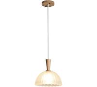 WQHPLMD Elegant Wood Chandelier for Kitchen, Dining Rooms & Living Rooms - Minimalist Style Solid Wood Lampshade with Glass Shade