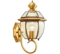 WQHPLMD European Style Brass Outdoor Garden Lantern with IP54 Brass Wall Lamp