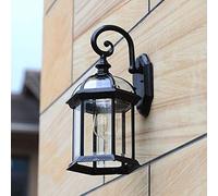WQHPLMD European Wall Light Traditional E27 Satin Black Outdoor Garden Motion Sensor Security Half Lantern for Bedroom Living Room Interior Entrance Lighting