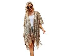 WQHPLMD Femme Protection Soleil Châle Lady Cape Tassel Blouse Blouse Loose Beach Smock Smock Summer Holiday Cardigan